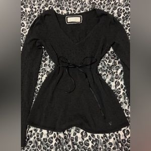 Grey coquette ribbon top